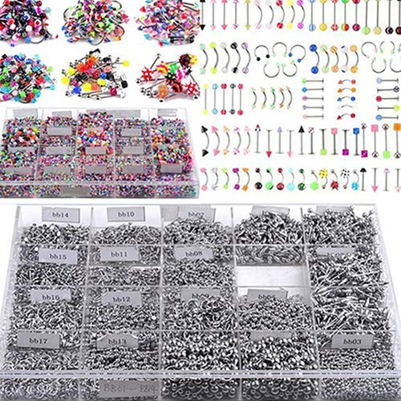 Baost 1 Set Fashion Unisex Multicolor Body Piercing Jewelry Set Stainless Steel Nose Rings Hoop Nose Stud Eyebrow Jewelry Belly Tongue Bar Ring 105Pcs Mixed Random Style Apparel & Accessories > Jewelry > Rings BaoST