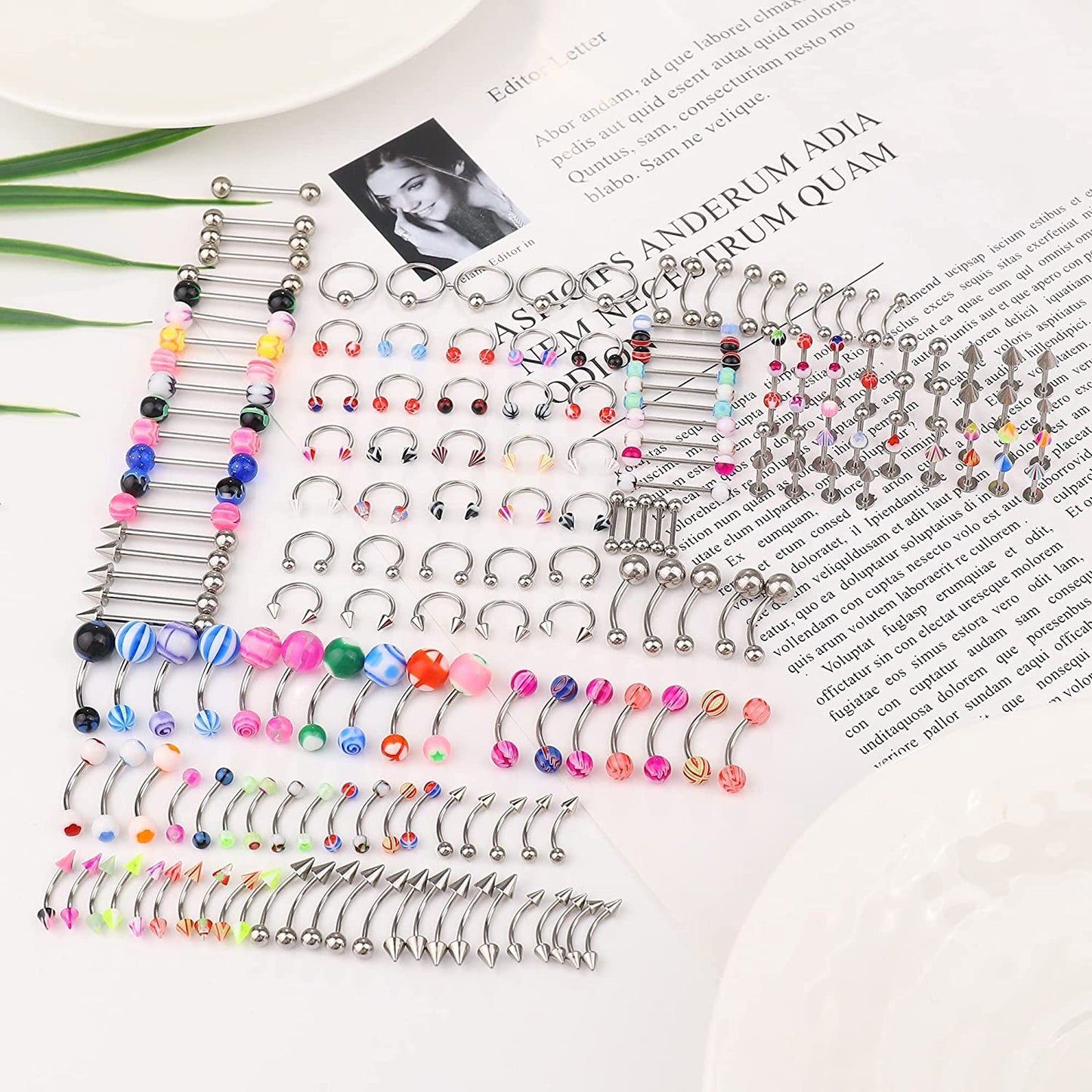 Ubjuliwa 148Pcs - 185Pcs Body Piercing Jewelry for All Piercings, Tongue Nipple Rings Eyebrow Lip Belly Button Barbell Nose Piercing Tragus Navel Body Jewelry for Women Piercings 14G-18G Apparel & Accessories > Jewelry > Body Jewelry Ubjuliwa