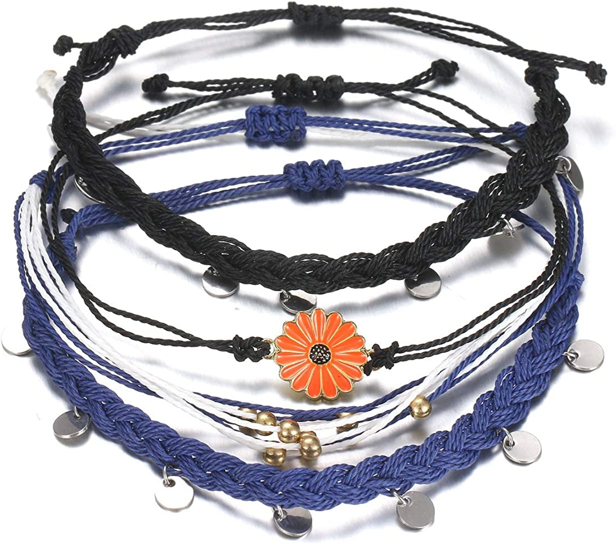 HUASAI Vsco String Bracelets for Teen Girls Women Waterproof Boho Rope Bracelets Wave Surfer Bracelets Summer Beach Anklets Apparel & Accessories > Jewelry > Anklets HUASAI Fresh Style Girls Bracelets Anklets