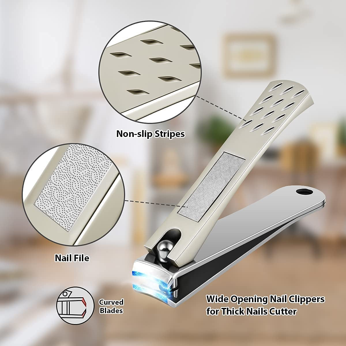 Toe Nail Clippers Adult,Long Handle Large Toenail Clippers for Thick Nails Ingrown Toenail Treatment Tool, Professional Nail Clippers Set,Sharp Toenail & Fingernail Clippers for Men, Women & Seniors Health & Beauty > Personal Care > Cosmetics > Cosmetic Tools > Nail Tools RUSFYUNM