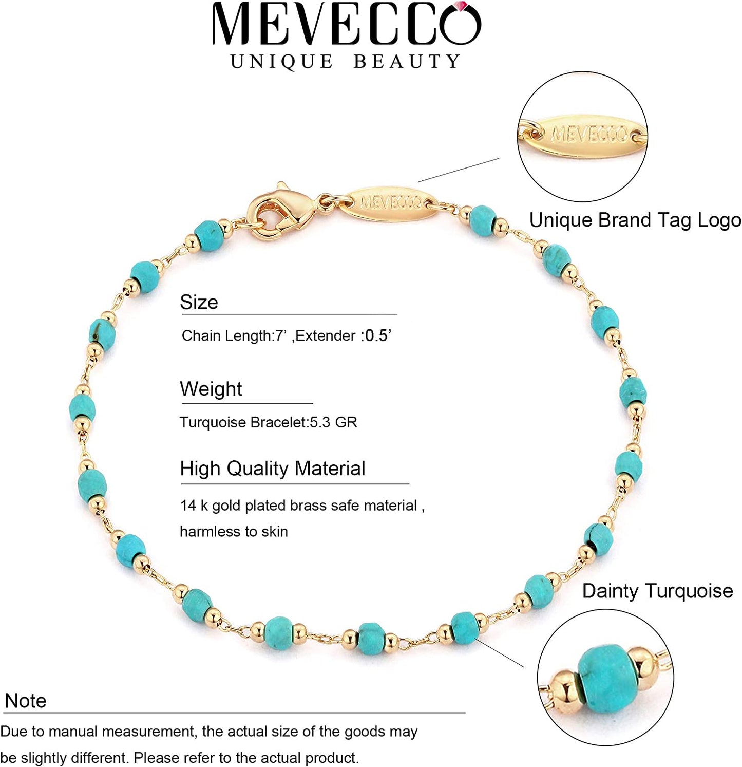 MEVECCO Gold Beaded Bracelets,18K Gold Plated Handmade Cute Satellite Diamond Cut Oval and round Beads Rope Chain Dainty Bracelet for Women Apparel & Accessories > Jewelry > Bracelets Mevecco