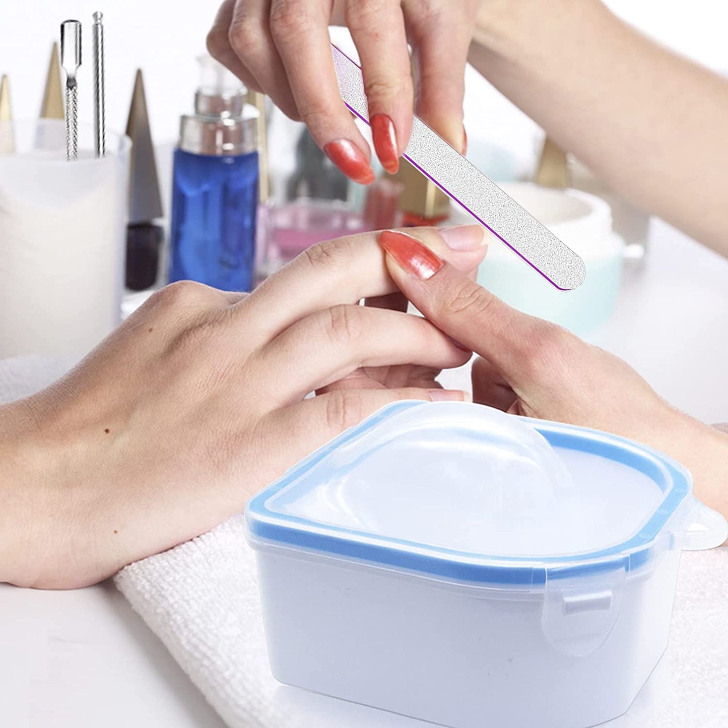 Nail Soaking Bowl Manicure Bowl, 2PCS Nail Soak off Bowl Acrylic Soak off Bowl Polish Remover Soak Bowls with Cuticle Peeler,Cuticle Pusher Cutter and Nail Files Manicure Tools Health & Beauty > Personal Care > Cosmetics > Cosmetic Tools > Nail Tools Namgznso