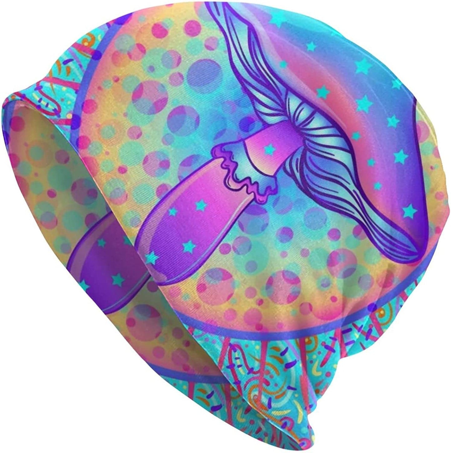 Gold Star Slouchy Beanie Chemo Headwear Knit Hat Scarf Sleep Skull Cap for Women Men Apparel & Accessories > Clothing Accessories > Headwear ybovejuk Magic Mushrooms Psychedelic Hippie One Size