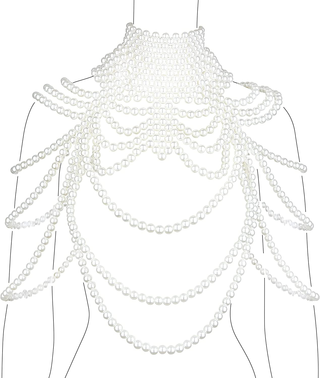 Ccbodily Pearl Body Chain Bra - Fashion Shoulder Necklaces Bra Chain Body Jewelry Apparel & Accessories > Jewelry > Body Jewelry CCbodily C-WHITE