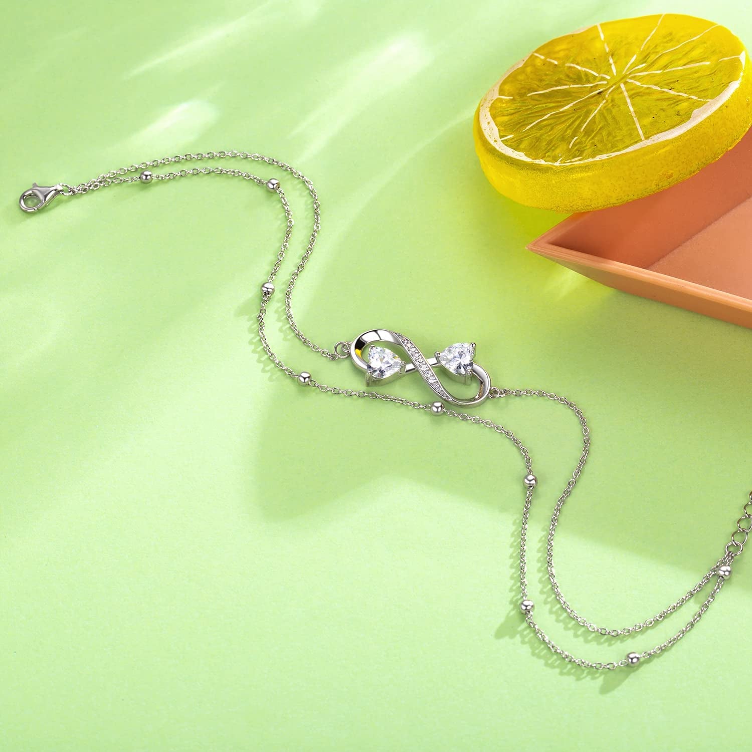 NINAMAID Anklet Bracelets for Women, 925 Sterling Silver Infinity Anklet for Women Girls Adjustable Beach Women'S Anklets Jewelry Gifts for Women Apparel & Accessories > Jewelry > Necklaces NINAMAID