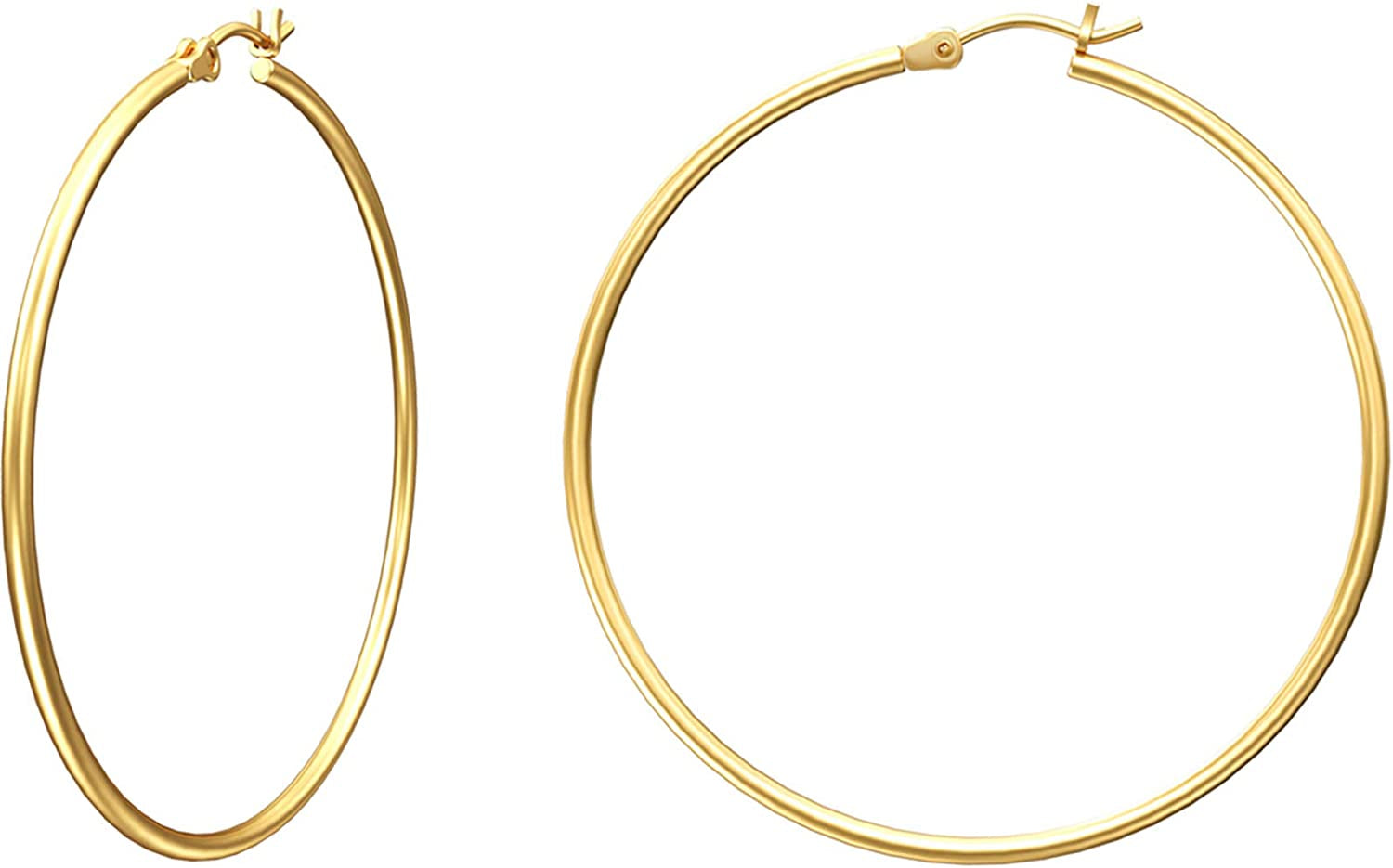 Gacimy Gold Hoop Earrings for Women 14K Real Gold Plated Hoops with 925 Sterling Silver Post Apparel & Accessories > Jewelry > Earrings Gacimy Gold 50mm
