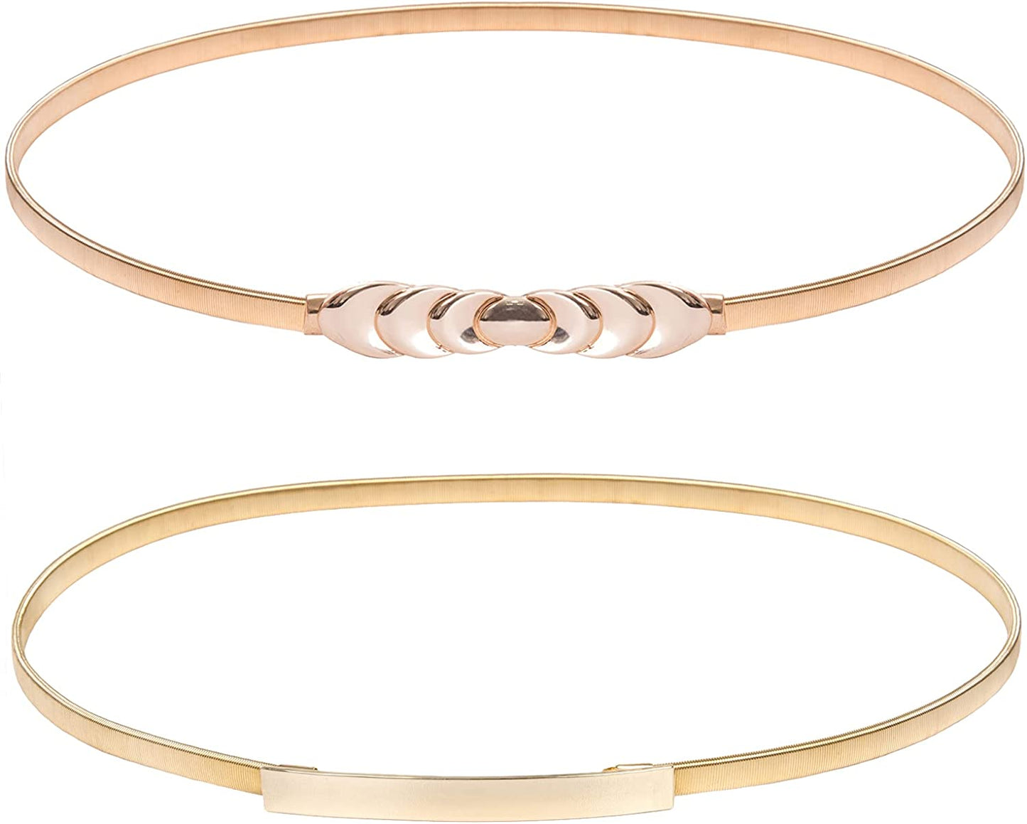GRACE KARIN Women Skinny Metal Cinch Belt Gold Waistband Elastic Waist Belt CL633 Apparel & Accessories > Clothing Accessories > Belts GRACE KARIN 2 Pieces(gold) Medium