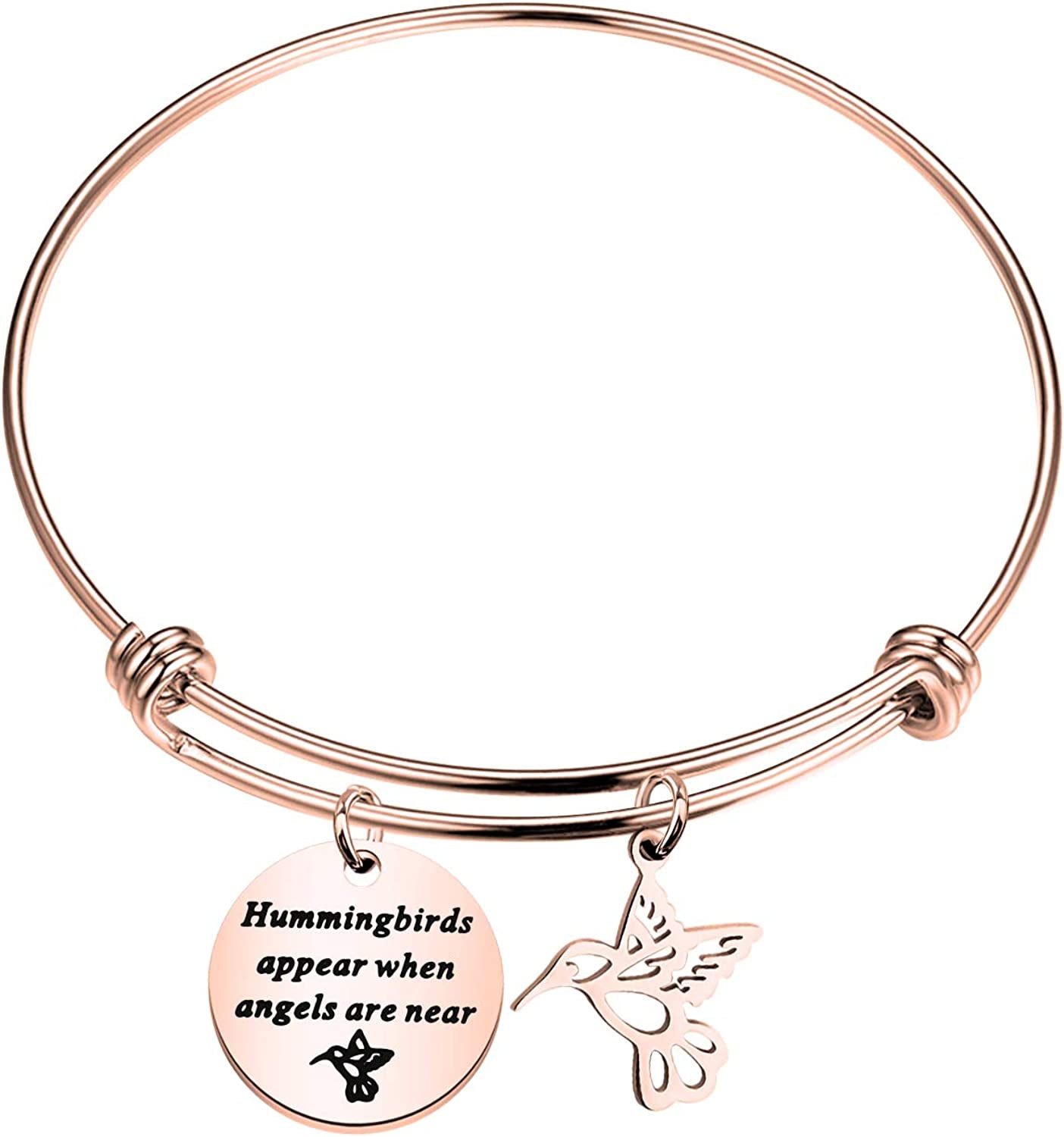 BAUNA Hummingbirds Brcelet Memorial Gifts Hummingbirds Appear When Angels Are near Sympathy Gift for Her Apparel & Accessories > Jewelry > Bracelets BAUNA rose gold