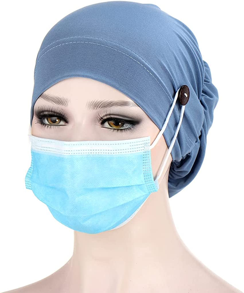 Qianmome 2-4 Pack Beanie with Button for Women Men Nurse,Working Hat,Chemo Caps for Cancer Patients Apparel & Accessories > Clothing Accessories > Headwear Qianmome