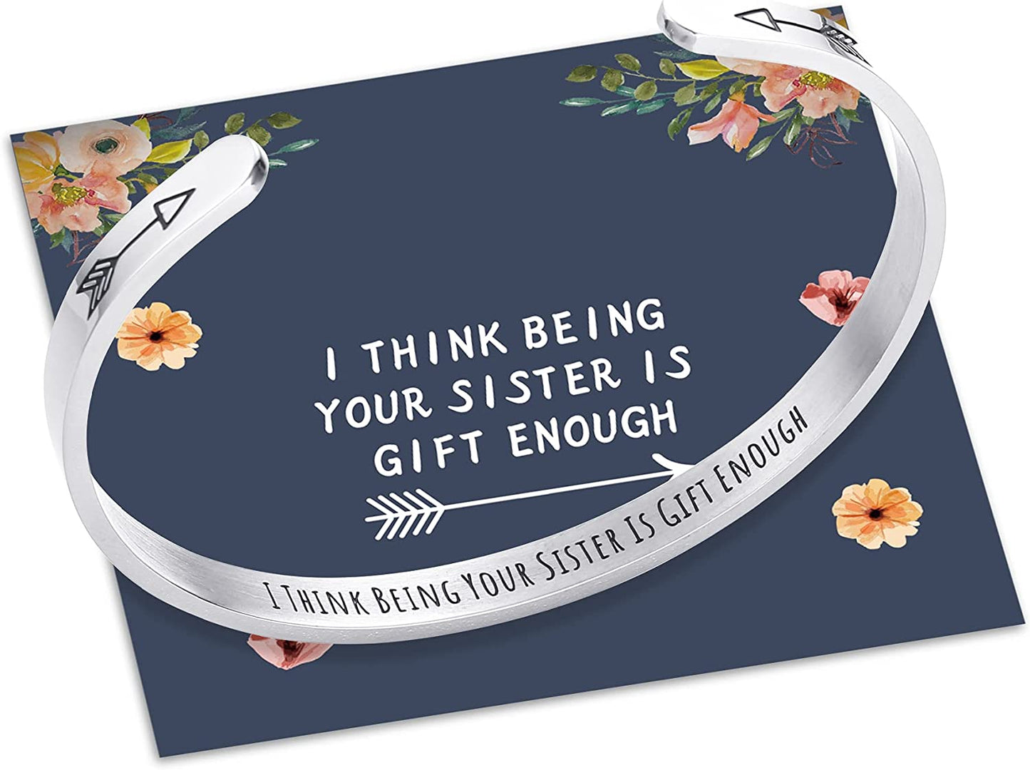 M MOOHAM Bracelets for Women- Engraved Quote Inspirational Bracelet Birthday Christmas Funny Gifts for Best Friend, Daughter, Son, Sister, Niece, Mom, Coworkers, Stainless Steel Jewelry Apparel & Accessories > Jewelry > Bracelets M MOOHAM I think being your sister is gift enough