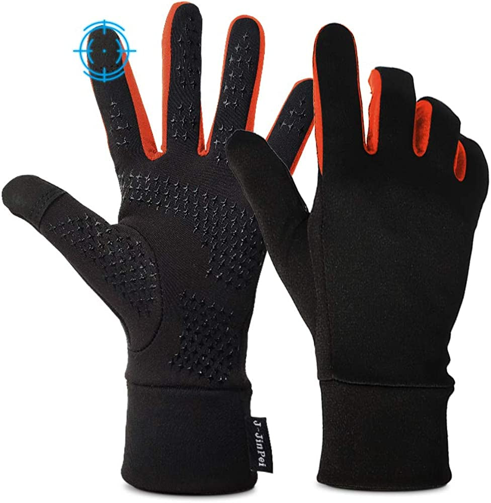 Lightweight Gloves Women Men Touch Screen Thin anti Slip Black Gloves for Driving, Cycling, Running, Fishing, Fitness, Hiking, Sport Apparel & Accessories > Clothing Accessories > Gloves & Mittens J JINPEI Orange Small