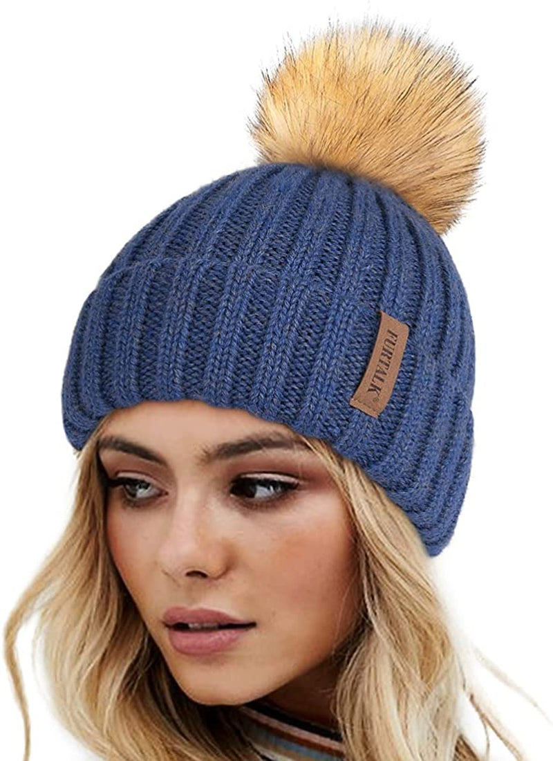 FURTALK Womens Winter Knitted Beanie Hat with Faux Fur Pom Warm Knit Skull Cap Beanie for Women… Apparel & Accessories > Clothing Accessories > Hats KYLIE MAX
