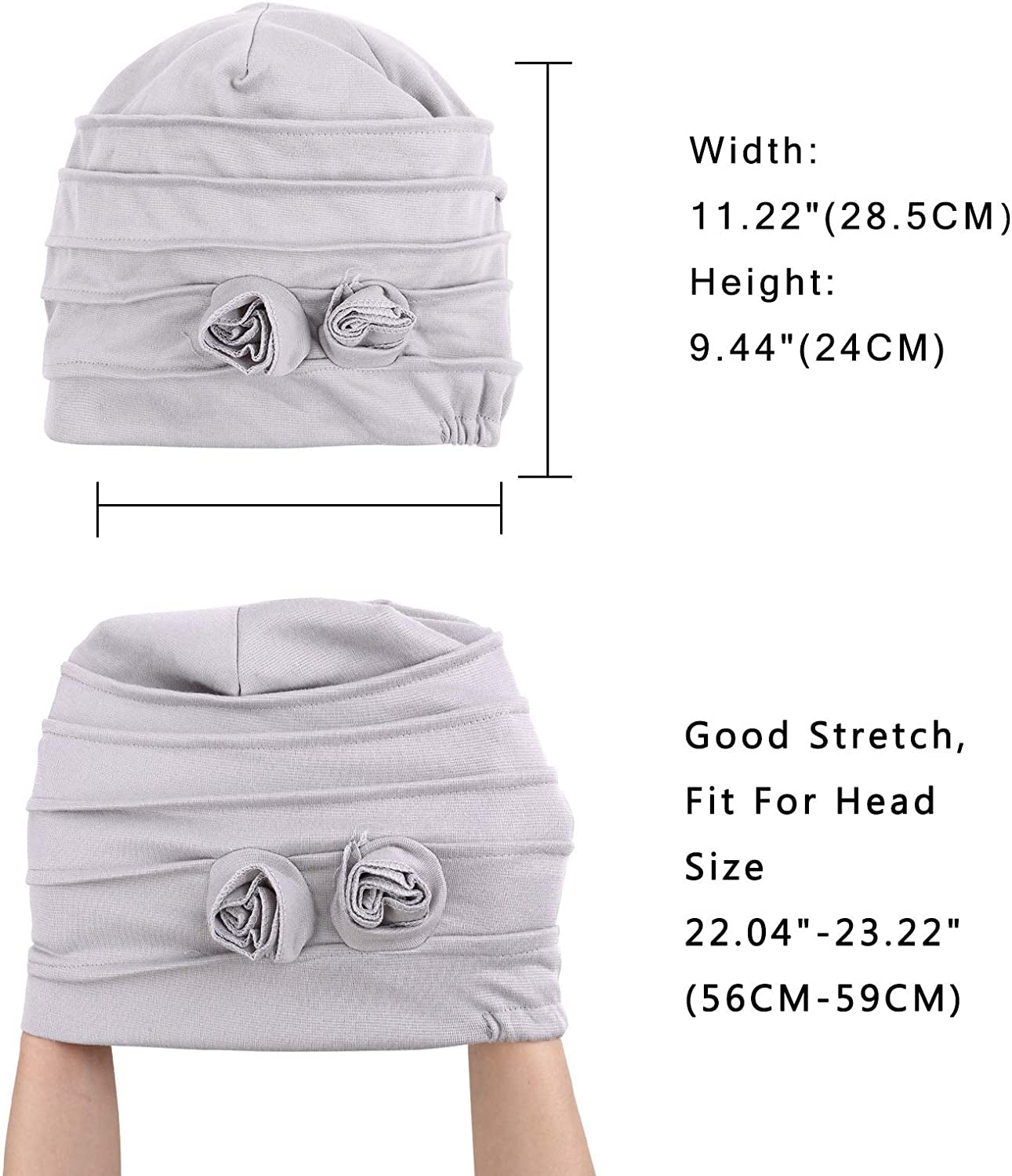 DOCILA Plain Floral Decoration Chemo Beanie for Women Soft Sleep Snood Cap Breathable Hair Loss Muslin Turban Hat Apparel & Accessories > Clothing Accessories > Headwear DOCILA