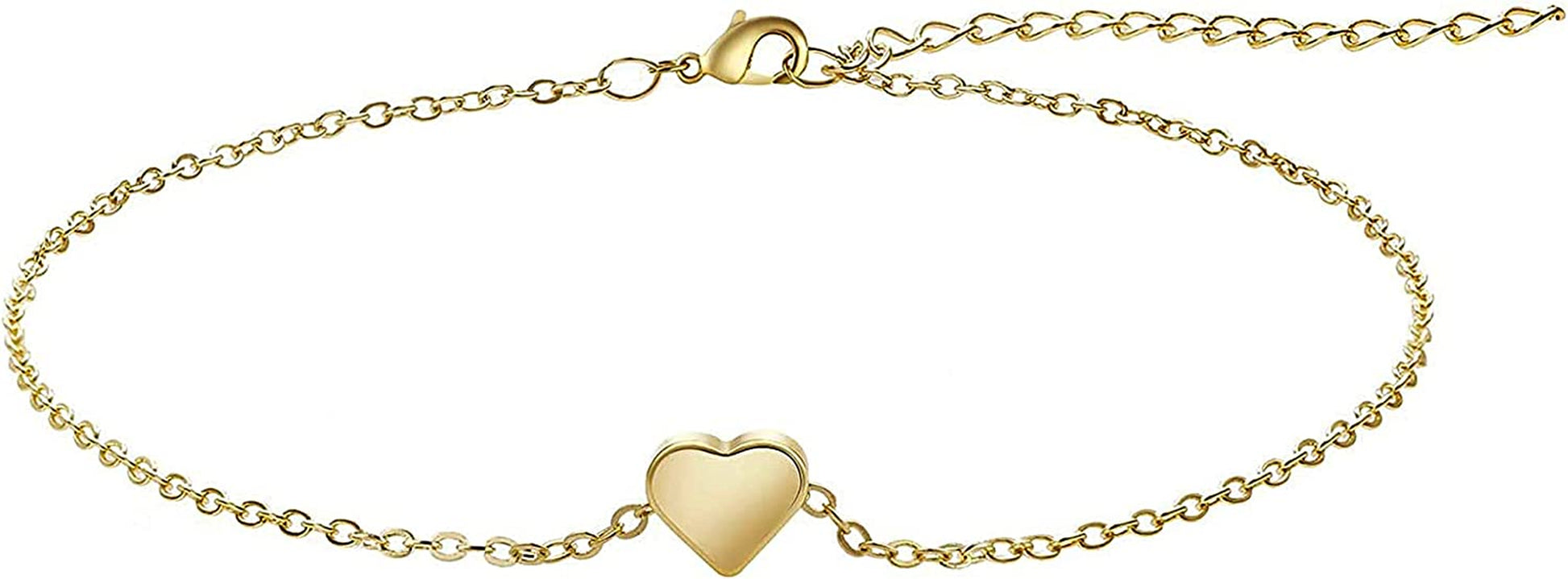 Kyerlyn Dainty Simple Chain Anklet for Women 18K Gold/Silver Plated Summer Beach Beaded Evil Eye Moon Figaro Butterfly Satellite Cuban Pearl Flat Marina Anklet Gift Apparel & Accessories > Jewelry > Anklets Kyerlyn Heart-Gold