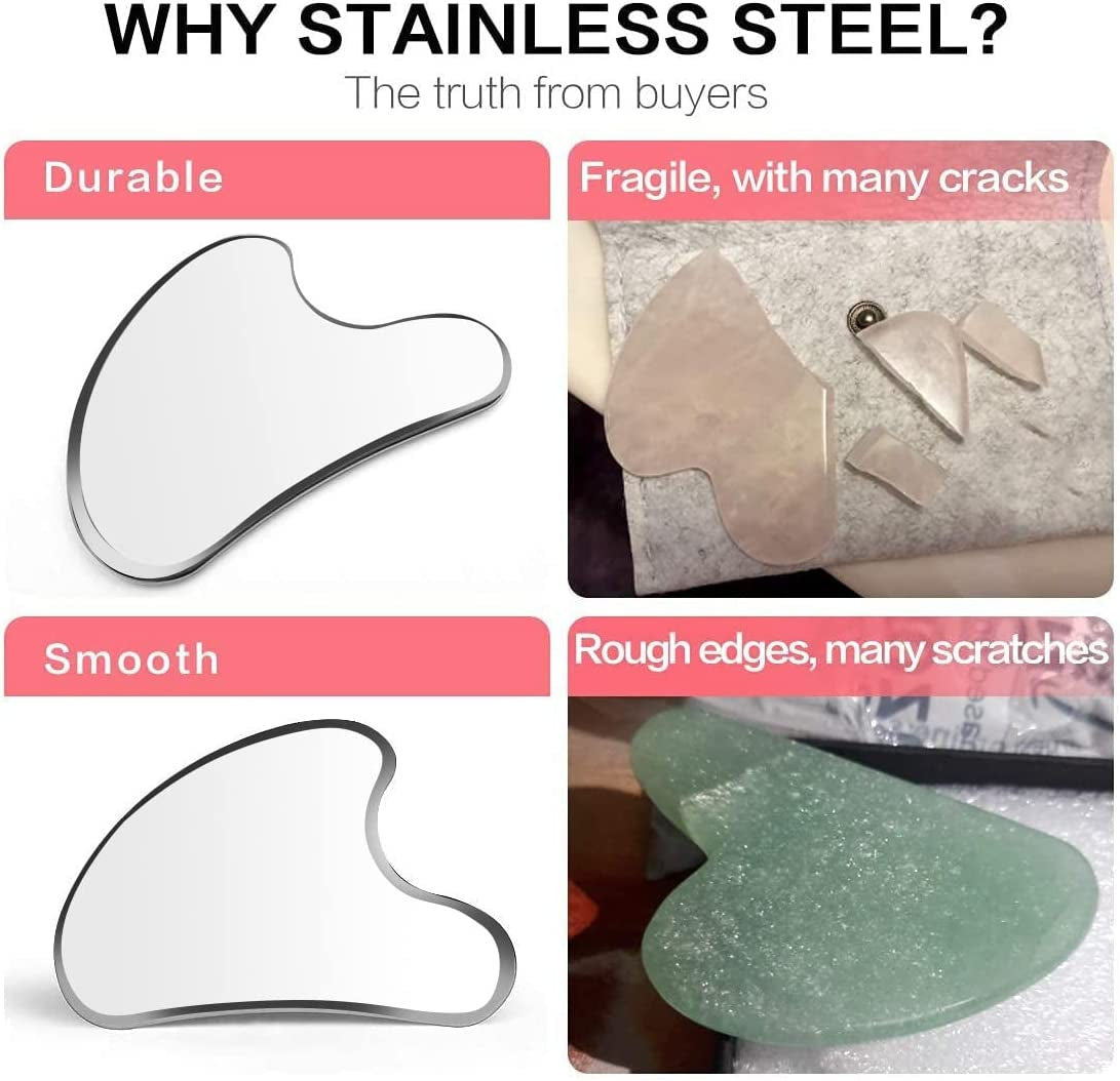 Ruiyue Carry Stainless Steel Gua Sha Facial Tools Guasha Tool for Face Scraping Massage Tool for Chin Neck Face Relax Slimming Wrinkle Remover Beauty Care, 1 Count (Pack of 1), (Guasha-1) Health & Beauty > Personal Care > Cosmetics > Cosmetic Tools > Skin Care Tools RuiYue Carry