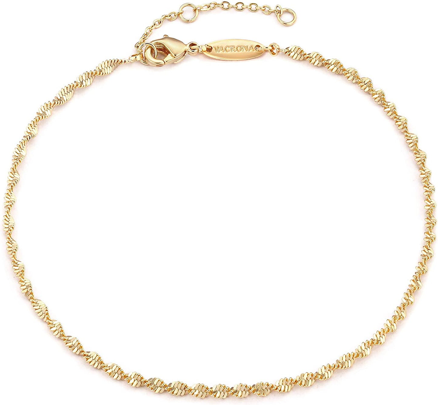 VACRONA Gold Anklets for Women 14K Gold Plated Boho Beach Beaded Chain Anklet Dainty Turquoises Evil Eye Ankle Bracelet Adjustable Chain Anklet Foot Jewelry Apparel & Accessories > Jewelry > Anklets VACRONA rope chain