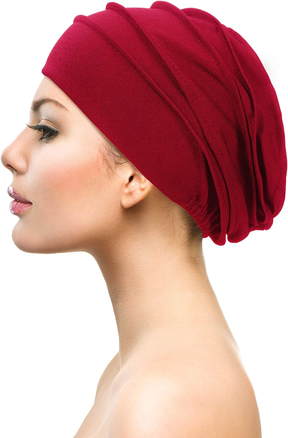 Syhood 4 Pieces Slouchy Beanies Hats Soft Cotton Sleep Cap Stretchy Sleeping Cap Headwear for Women Apparel & Accessories > Clothing Accessories > Headwear Syhood