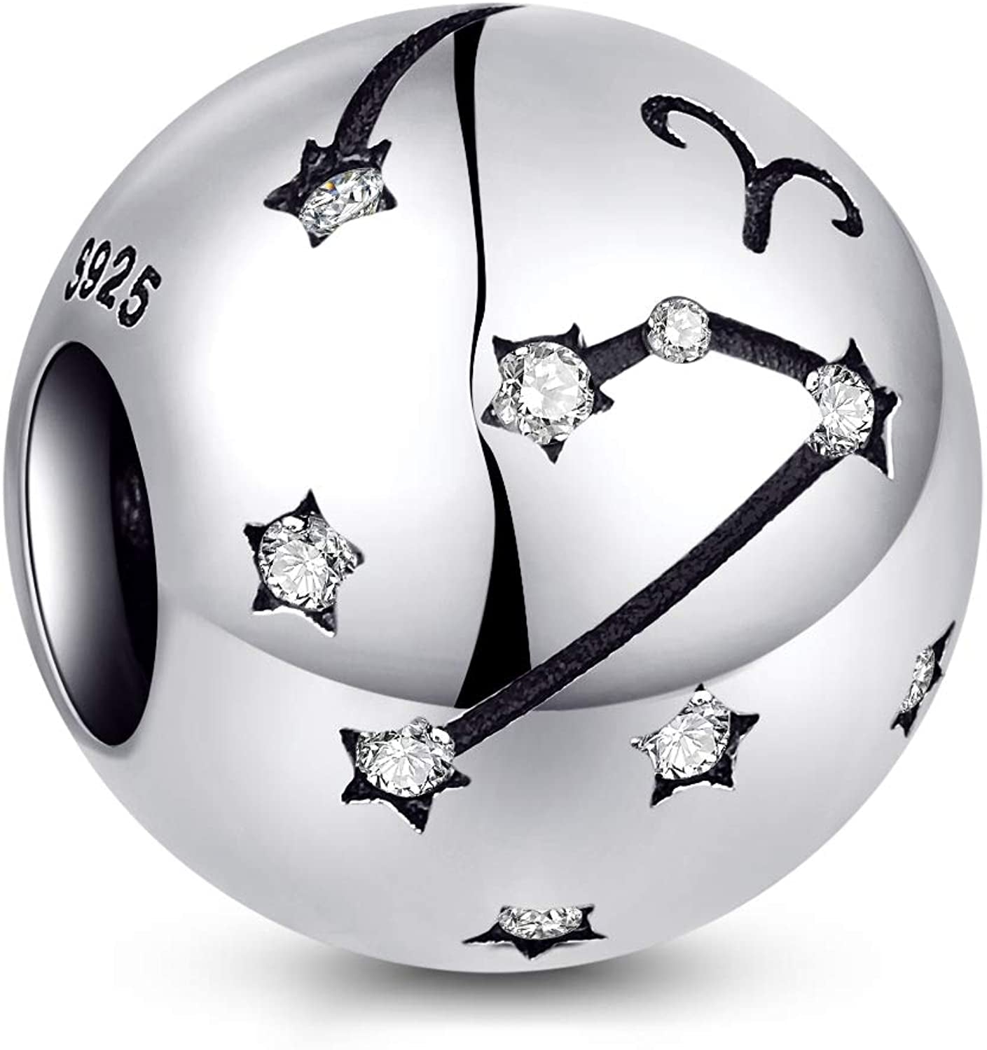 NINGAN 12 Zodiac Sign Birthday Charms - 925 Sterling Silver Charms Fits Women'S Charm Bracelet & Necklace - Birthday Gifts for Girls & Friends Apparel & Accessories > Jewelry > Bracelets NINGAN Aries (03/21 - 04/20)