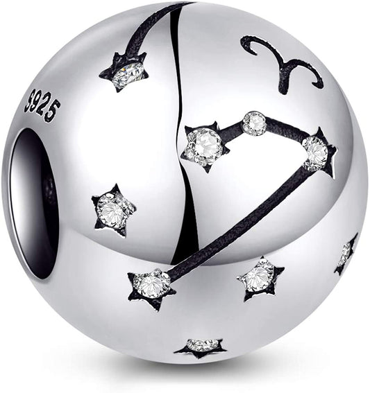 NINGAN 12 Zodiac Sign Birthday Charms - 925 Sterling Silver Charms Fits Women'S Charm Bracelet & Necklace - Birthday Gifts for Girls & Friends Apparel & Accessories > Jewelry > Bracelets NINGAN Aries (03/21 - 04/20)