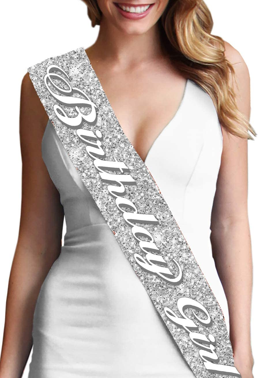 Green Birthday Sash - Flourish Birthday Girl Premium Quality Sash - Birthday Party Decorations & Supplies - Green Sparkle Sash(Bdy GRL) Grn/Sprk Apparel & Accessories > Clothing Accessories > Sashes RhinestoneSash Sparkle Birthday Girl (Silver)