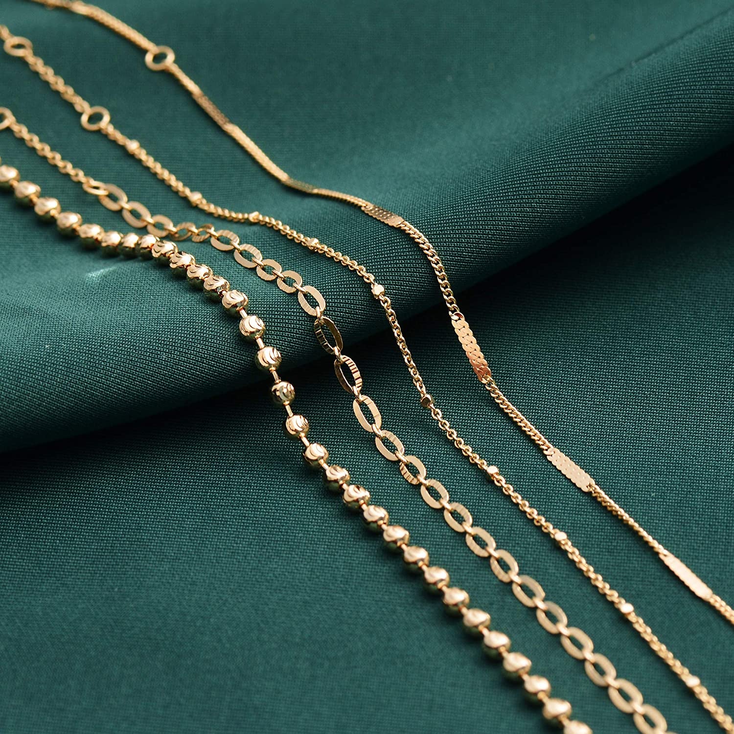 VACRONA Gold Anklets for Women 14K Gold Plated Boho Beach Beaded Chain Anklet Dainty Turquoises Evil Eye Ankle Bracelet Adjustable Chain Anklet Foot Jewelry Apparel & Accessories > Jewelry > Anklets VACRONA