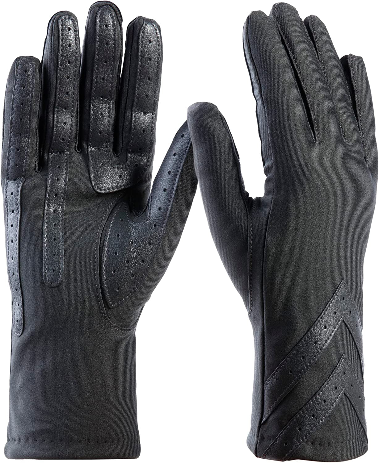 Isotoner Womens Spandex Touchscreen Cold Weather Gloves with Warm Fleece Lining and Chevron Details Apparel & Accessories > Clothing Accessories > Gloves & Mittens isotoner Charcoal - Smartdri Large / X-Large