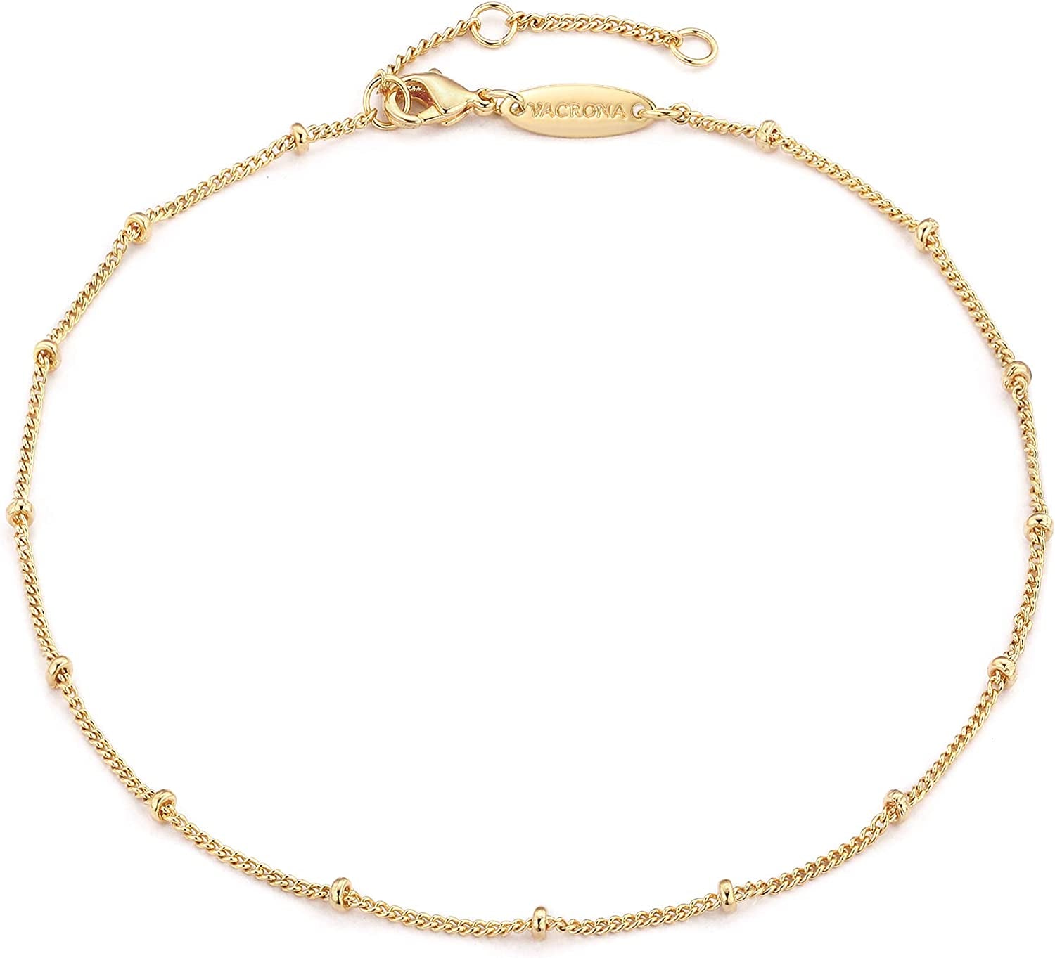 VACRONA Gold Anklets for Women 14K Gold Plated Boho Beach Beaded Chain Anklet Dainty Turquoises Evil Eye Ankle Bracelet Adjustable Chain Anklet Foot Jewelry Apparel & Accessories > Jewelry > Anklets VACRONA Golden beads