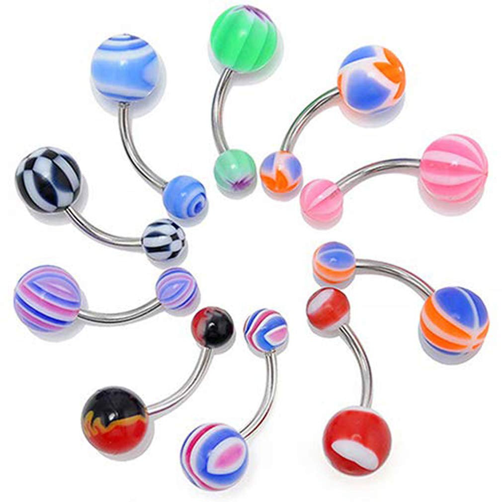 Baost 1 Set Fashion Unisex Multicolor Body Piercing Jewelry Set Stainless Steel Nose Rings Hoop Nose Stud Eyebrow Jewelry Belly Tongue Bar Ring 105Pcs Mixed Random Style Apparel & Accessories > Jewelry > Rings BaoST 10pcs Random Colour