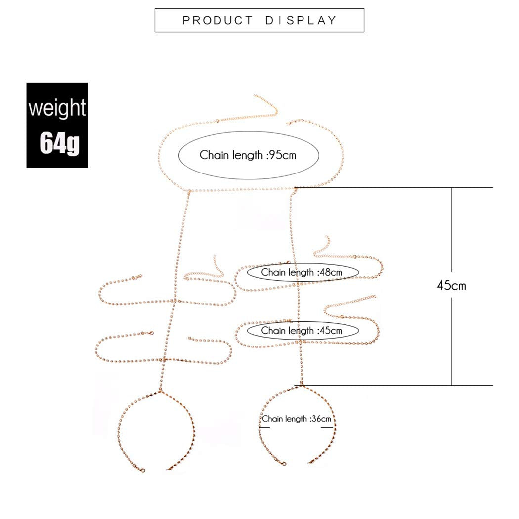 Jeweky Boho Layered Leg Chain Crystal Body Chains Sexy Belly Harness Beach Nightclub Rave Waist Body Accessories Jewelry for Women and Girls (Gold) Apparel & Accessories > Jewelry > Body Jewelry Jeweky