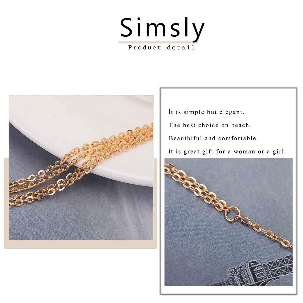 Simsly Sequins Body Necklace Gold Body Chain Bikini Body Chain Jewelry for Women and Girls Apparel & Accessories > Jewelry > Body Jewelry Simsly