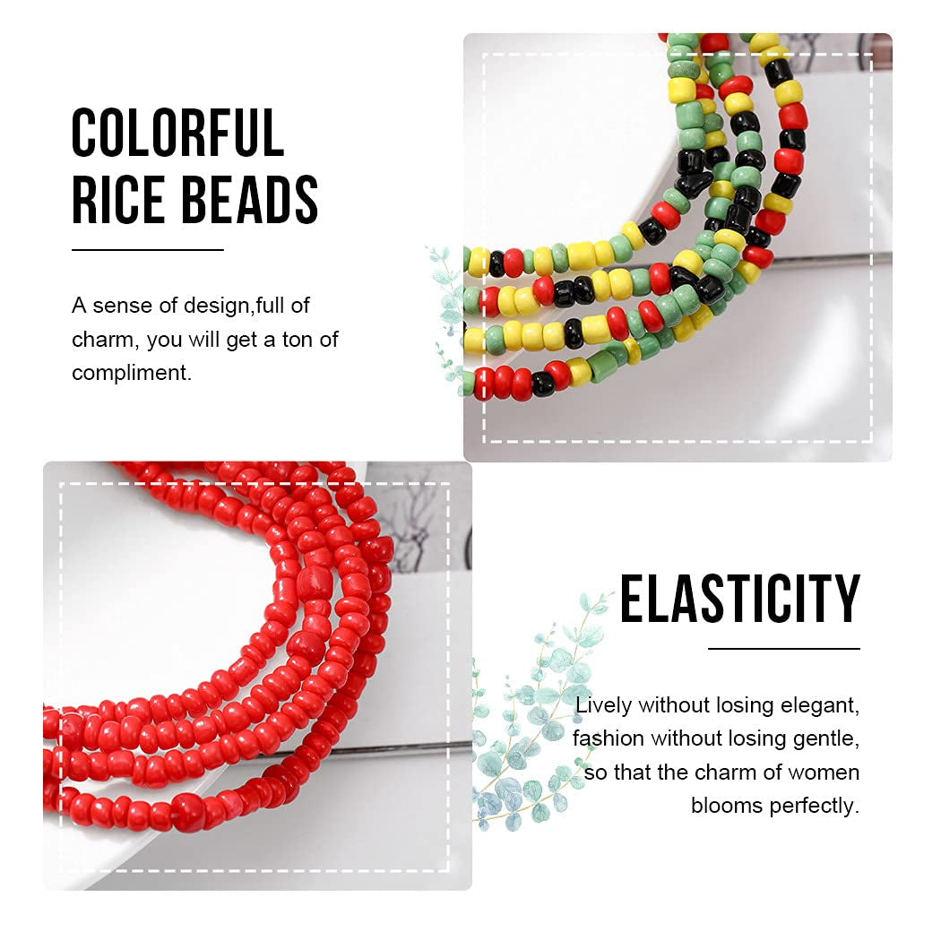 Cosydays African Waist Bead Chain Elastic Body Chains Colorful Belly Beads Beach Beaded Chain Summer Bikini Jewelry for Women(Pack of 8) Apparel & Accessories > Jewelry > Body Jewelry COSYDAYS