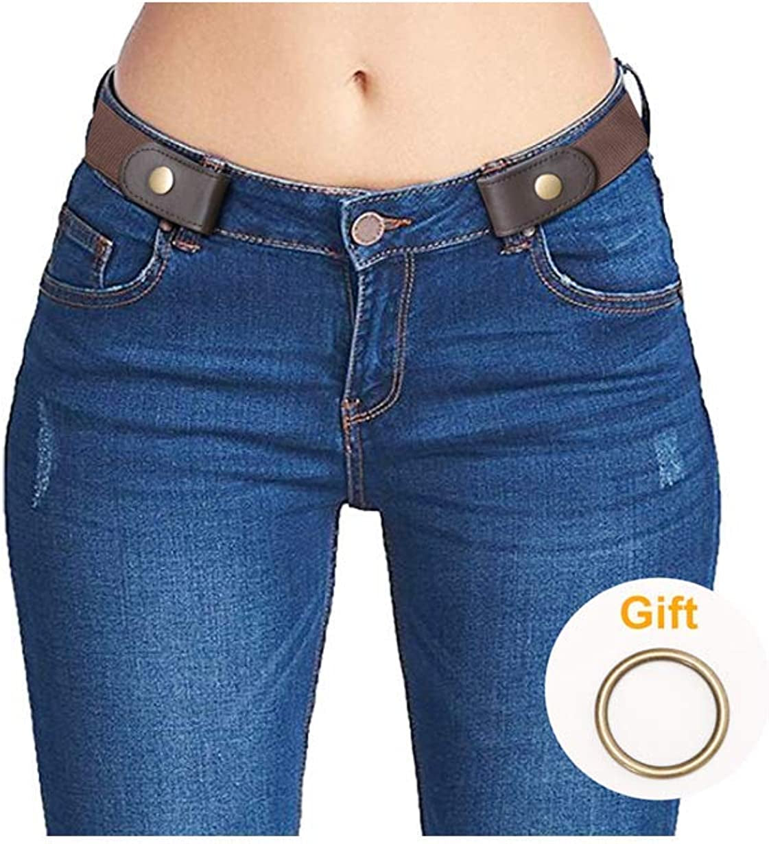 No Buckle Elastic Stretch Belts for Men and Women, Comfortable Invisible Belts for Jeans Pants Apparel & Accessories > Clothing Accessories > Belts SUOSDEY C-coffee S--M:Waist size 24''-34''