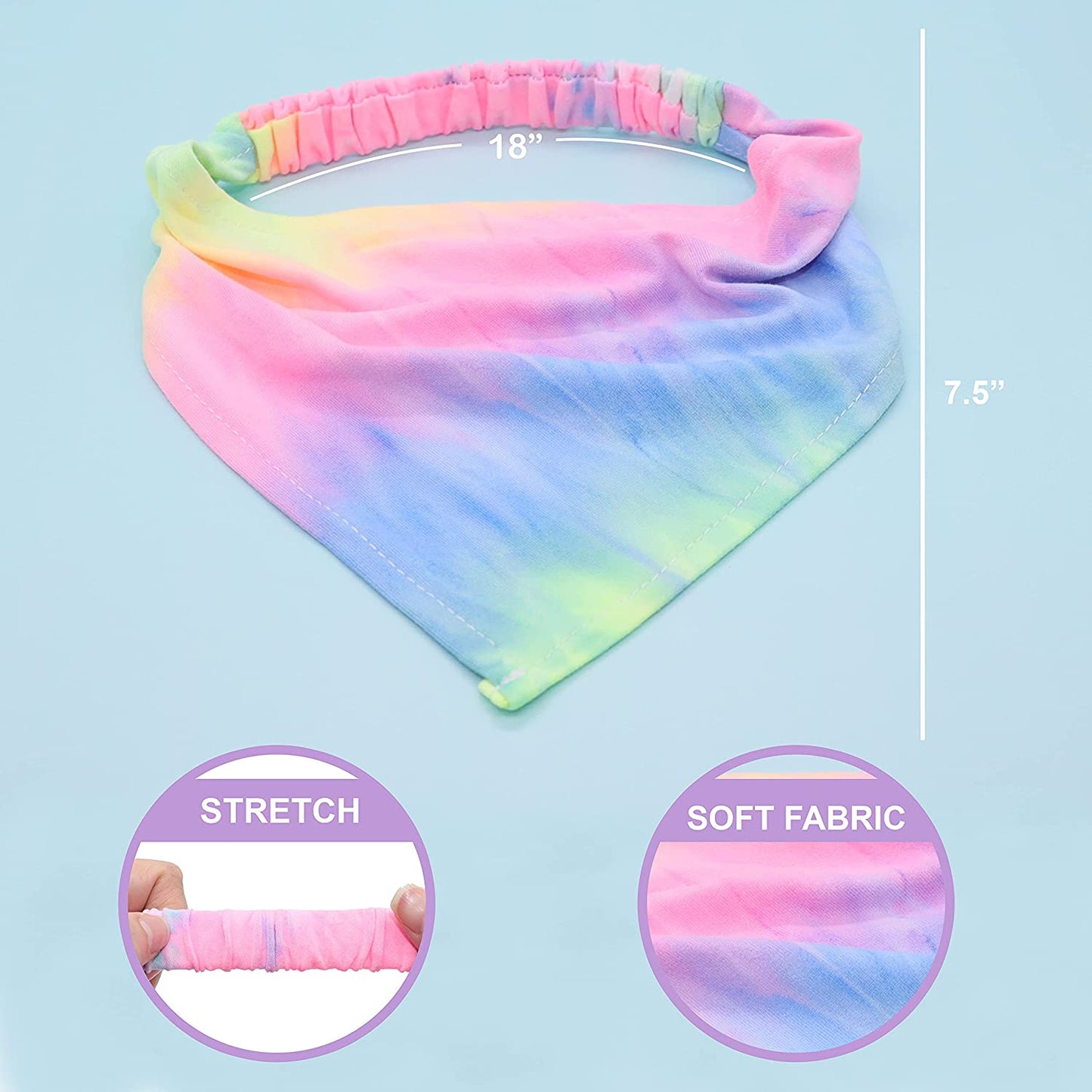 FROG SAC 4 Tie Dye Scarf Headbands for Girls, Tie-Dye Bandana Headband Hair Accessories for Kids, Hair Kerchiefs for Teens, Soft Stretch Girl Head Bands, Cottagecore Boho Bandanas Scarves Apparel & Accessories > Clothing Accessories > Bandanas & Headties FROG SAC
