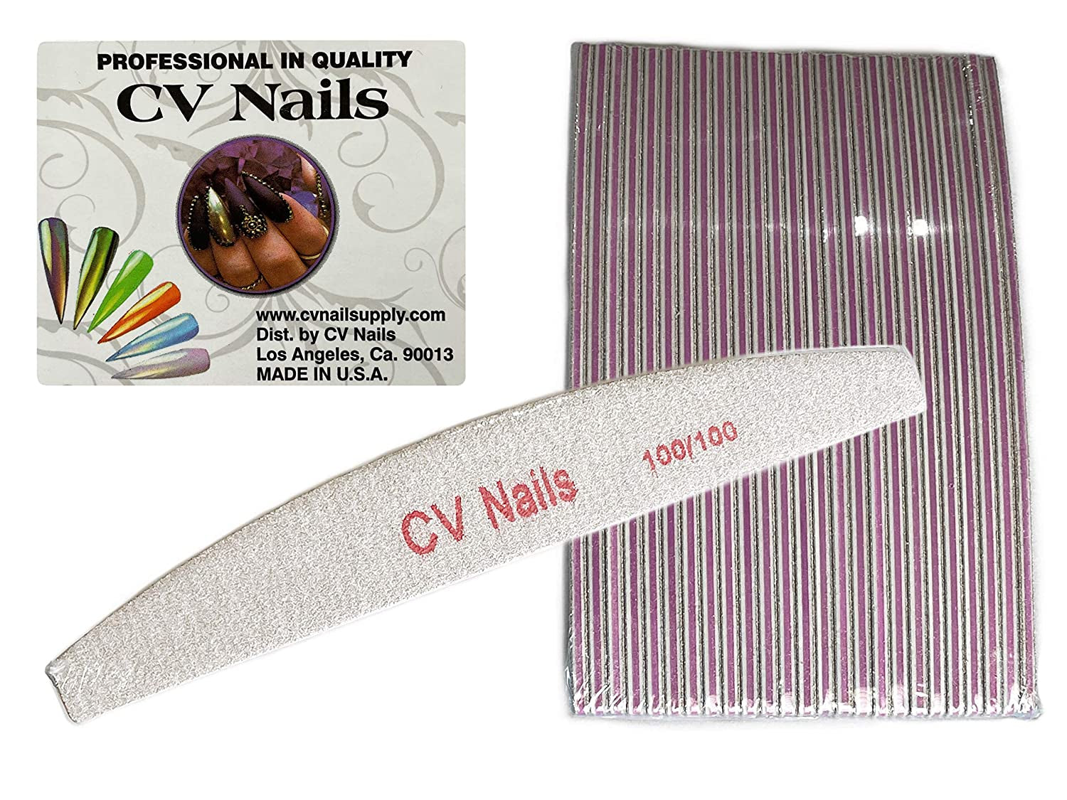 CV Nails 100/100 Grit 25 PCS Zebra Nail Files Professional Double Sided, Manicure, Pedicure Tool, Nail Buffering, Acrylic/Natural Nails for Salon and Home Use Health & Beauty > Personal Care > Cosmetics > Cosmetic Tools > Nail Tools CV Nails