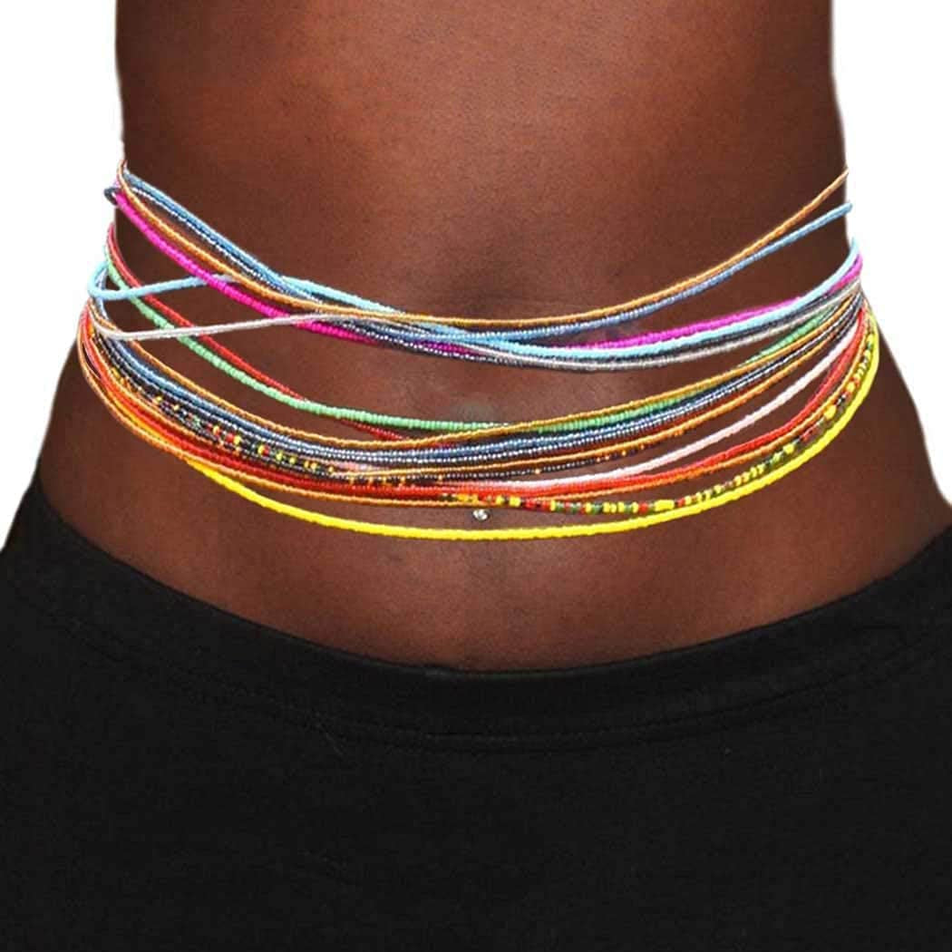 Woeoe 10PCS Waist Beads for Women Colorful African Waist Bead Chains Beach Summer Body Jewelry Accessories Apparel & Accessories > Jewelry > Body Jewelry Woeoe