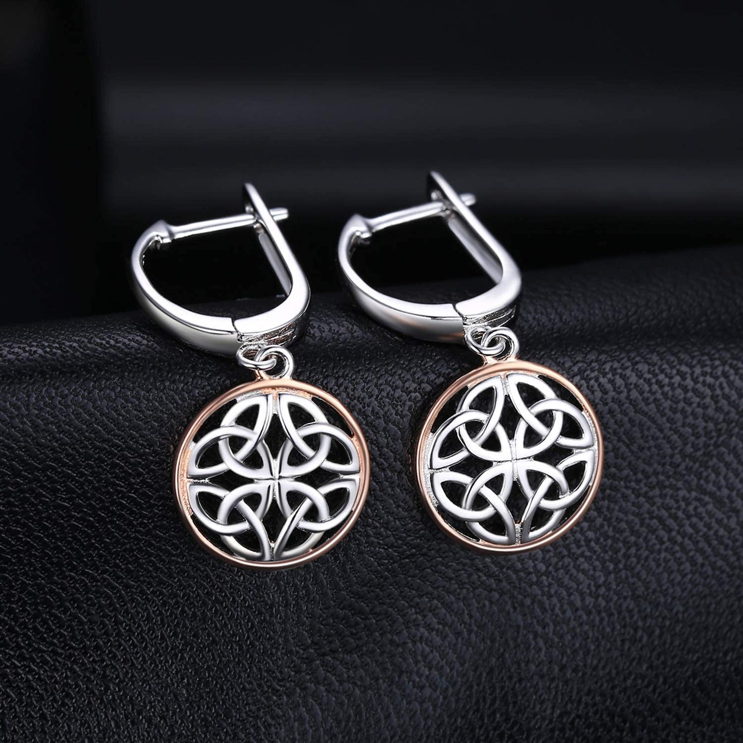 Jewelrypalace Irish Celtic Knot Dangle Earrings, 14K Rose Gold Plated 925 Sterling Silver Hoop Earrings for Women, Love Drop Earrings for Women, Huggie Earrings for Girls, Earring Sets Hoops Jewelry Apparel & Accessories > Jewelry > Earrings JewelryPalace