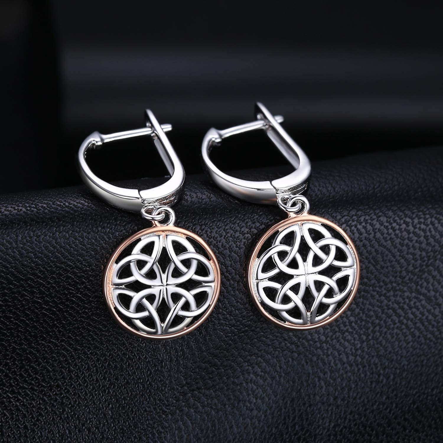 Jewelrypalace Irish Celtic Knot Dangle Earrings, 14K Rose Gold Plated 925 Sterling Silver Hoop Earrings for Women, Love Drop Earrings for Women, Huggie Earrings for Girls, Earring Sets Hoops Jewelry Apparel & Accessories > Jewelry > Earrings JewelryPalace