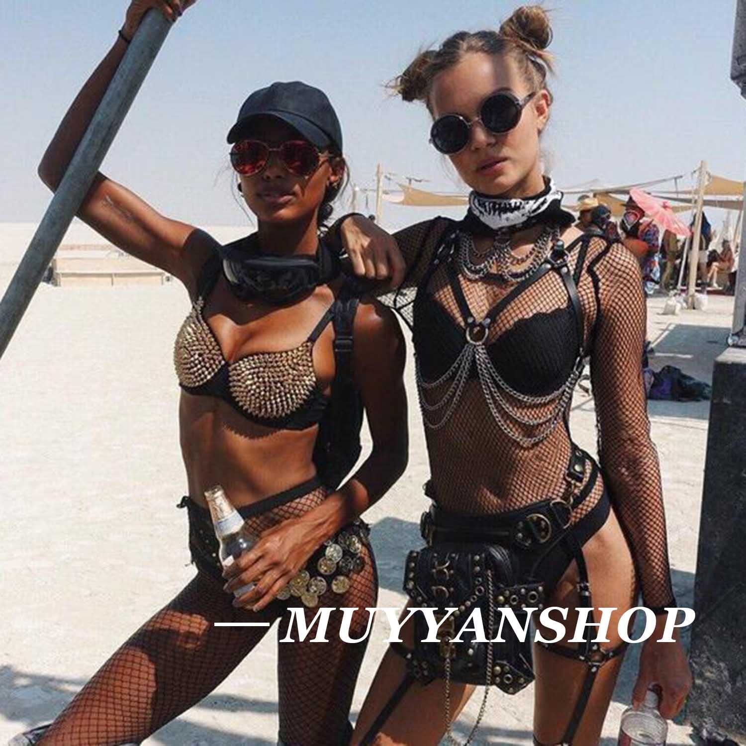 Punk Leather Waist Chain Silver Belly Body Chains Festival Body Chain Jewelry for Women and Girls Apparel & Accessories > Jewelry > Body Jewelry Muyyan