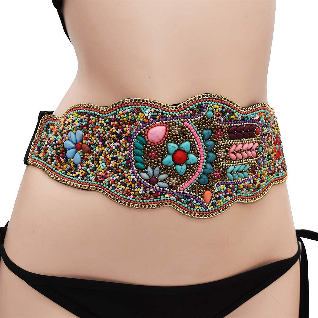 Idealway Bohemian Women Belt Ethnic Strech Beaded Adjustable Waist Belly Chain Body Jewelry Apparel & Accessories > Jewelry > Body Jewelry idealway