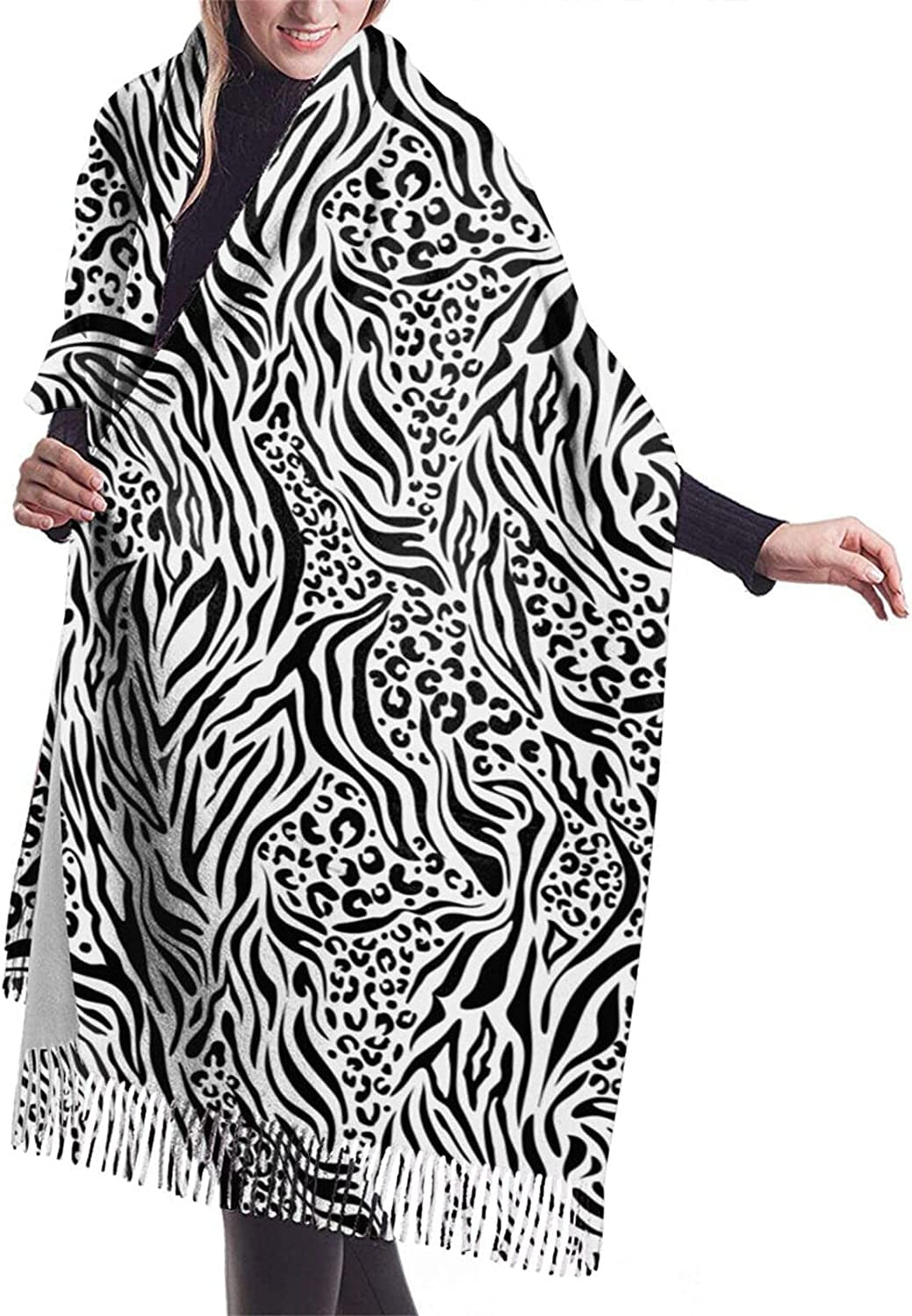 Women'S Fashion Scarves Dalmatian Print Comfortable Long Shawl Winter Soft Thick Warm Scarf Apparel & Accessories > Clothing Accessories > Scarves & Shawls PAVQWEJ Black and White Leopard Zebra Print One Size