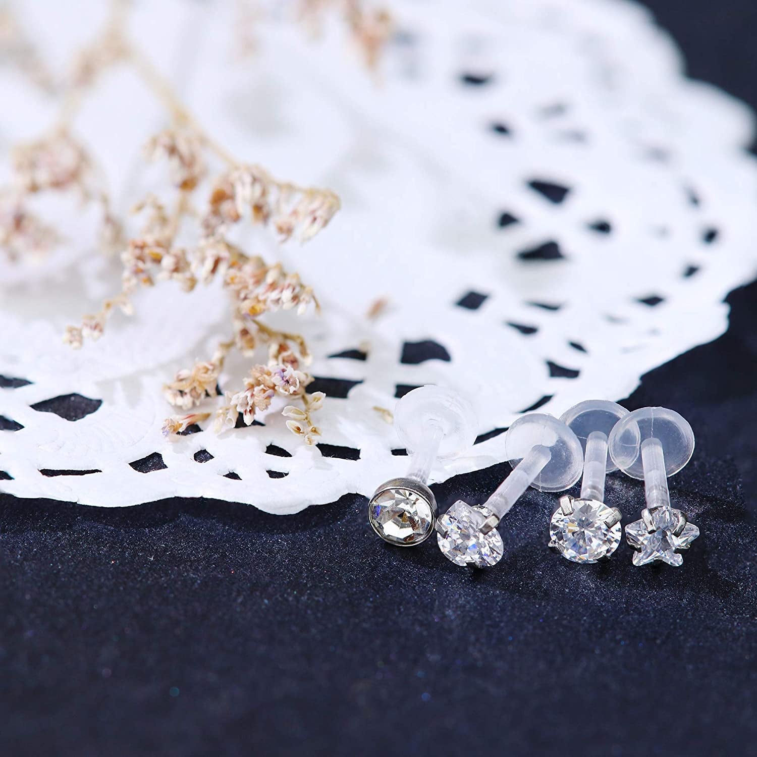 Jstyle 8Pairs 16G Forward Helix Cartilage Tragus Earring Studs Internal Threaded Labret Lip Monroe Ring 8MM Barbell Body Piercing Jewelry Apparel & Accessories > Jewelry > Body Jewelry Jstyle