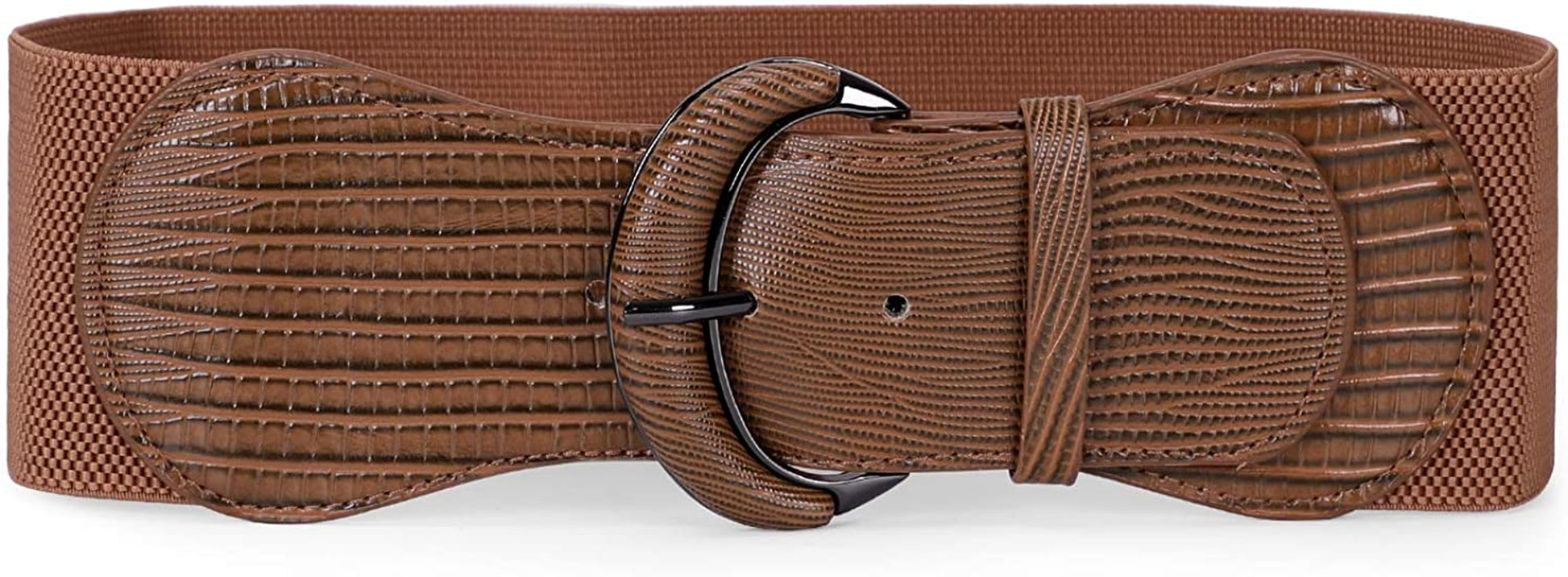 JASGOOD Women Stretchy Wide Waist Belt for Dress Ladies Elastic Belt Hook Buckle Apparel & Accessories > Clothing Accessories > Belts KYLIE MAX B-brown Suit for size 23"-26"