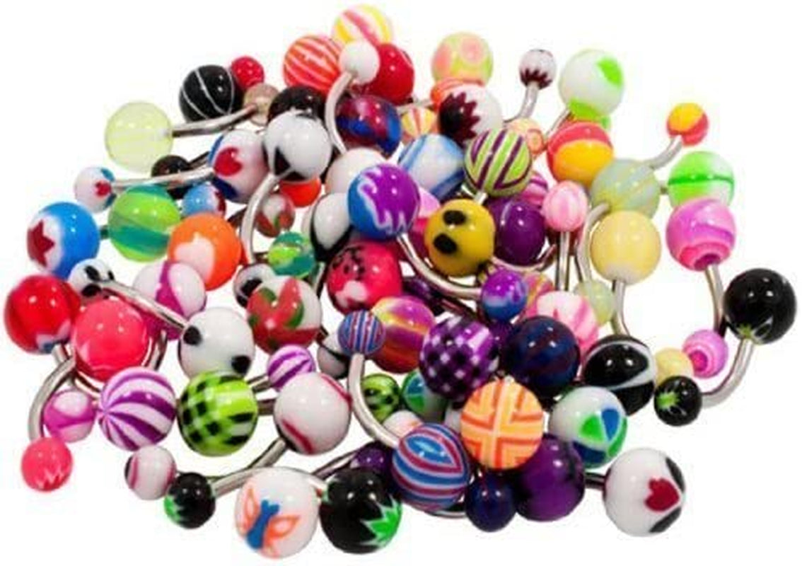 Honbay 100 Mix Pack 50Pc 14G Belly Button Rings and 50Pc 14G Tongue Ring Barbells Kit Apparel & Accessories > Jewelry > Body Jewelry HONBAY