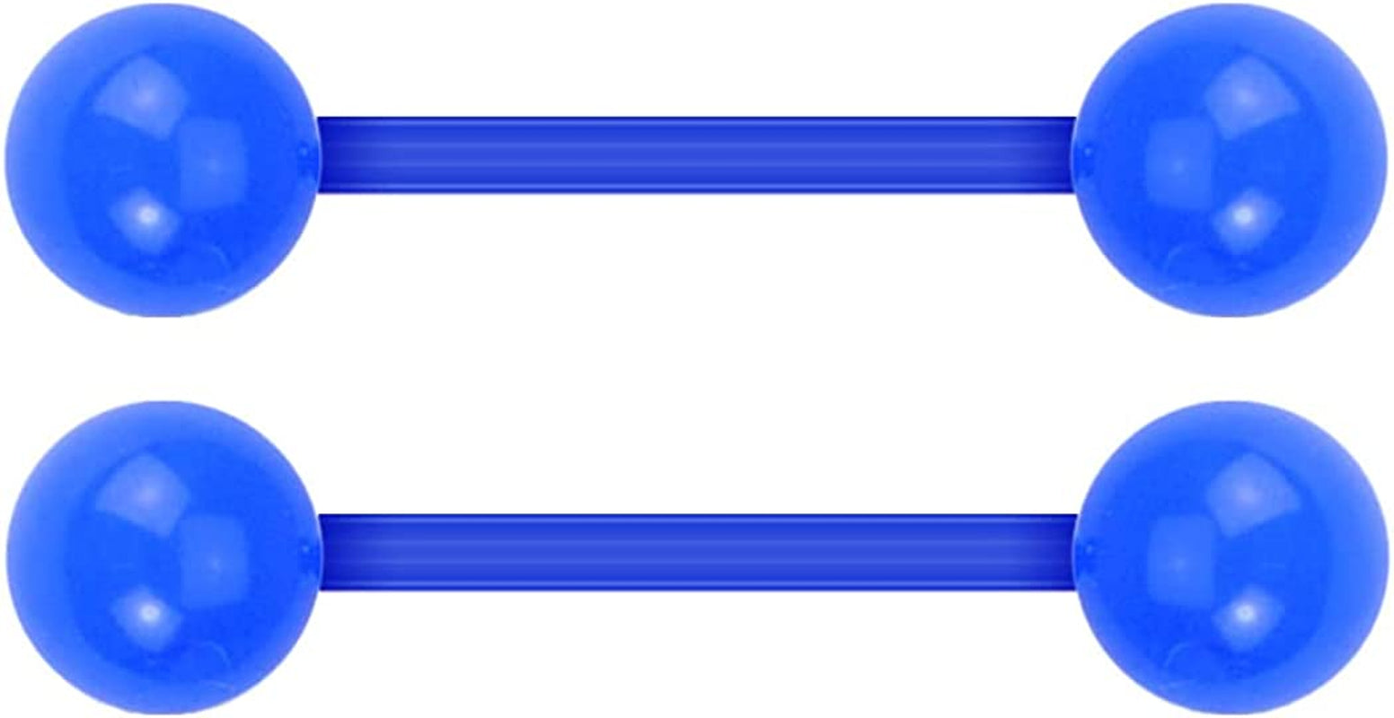 Forbidden Body Jewelry Nipple Rings, Tongue Rings, Nipple Piercing Jewelry, Nipple Jewelry, Flexible Acrylic Barbell Set 14G 16Mm (5/8 Inch) plus Free Bonus Barbell Apparel & Accessories > Jewelry > Body Jewelry Forbidden Body Jewelry Blue