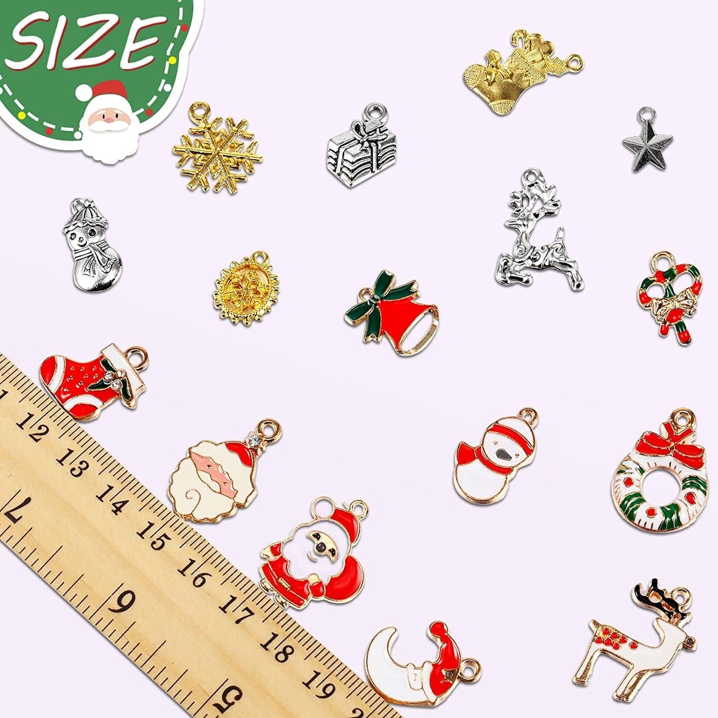 76 Pieces Enamel Christmas Charms Christmas Tree Snowflake Pendant Charm for Jewelry Making, Gold Silver Mixed Styles Xmas Charm for Necklace Bracelet DIY Crafting Bag Sweat Cloth Decoration