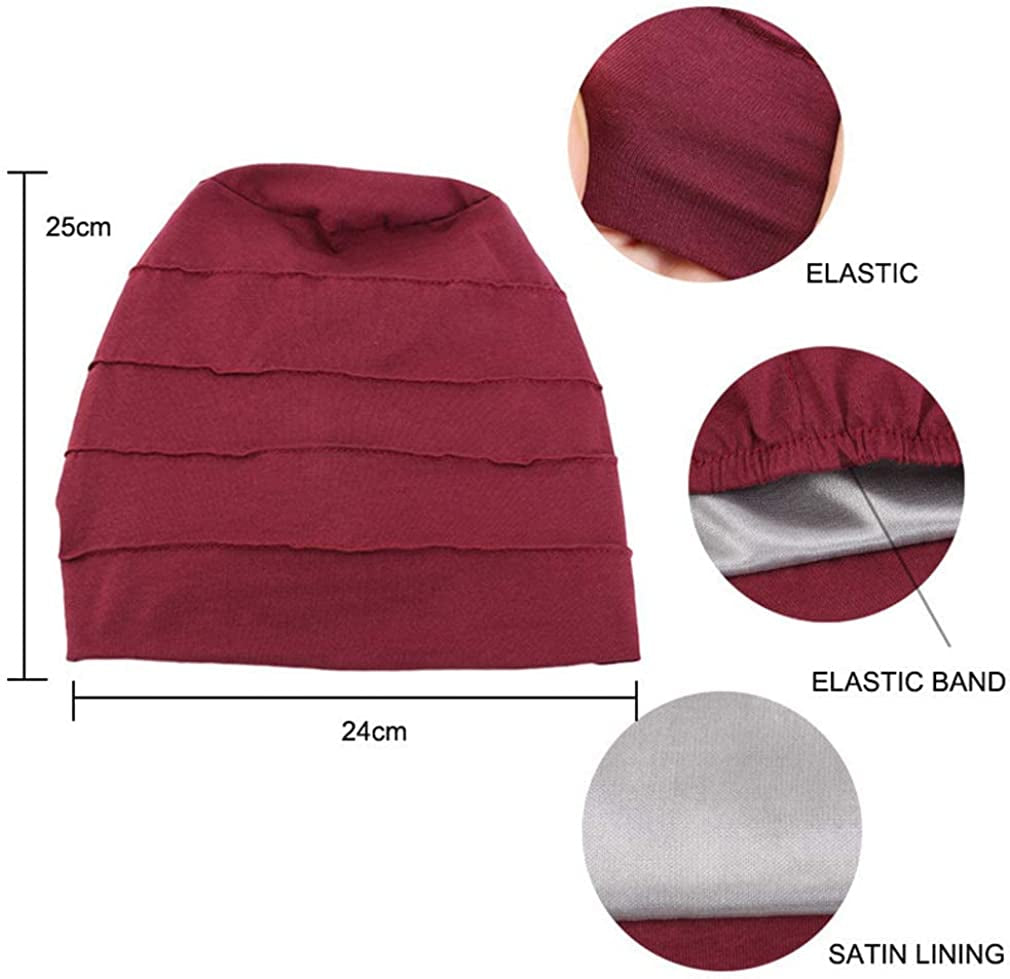 Ever Fairy 3 Colors Chemo Cancer Head Scarf Hat Cap Ethnic Cloth Print Turban Headwear Women Women'S Ruffle Beanie Scarf (Navy+Khaki+Wine) Apparel & Accessories > Clothing Accessories > Headwear Ever Fairy