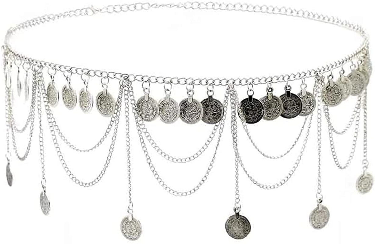 Idealway Vintage Waist Chain Hollow Carving Rhinestone Crystal Body Chain Summer Beach Body Waist Chain Jewelry Apparel & Accessories > Jewelry > Body Jewelry idealway New Silver A