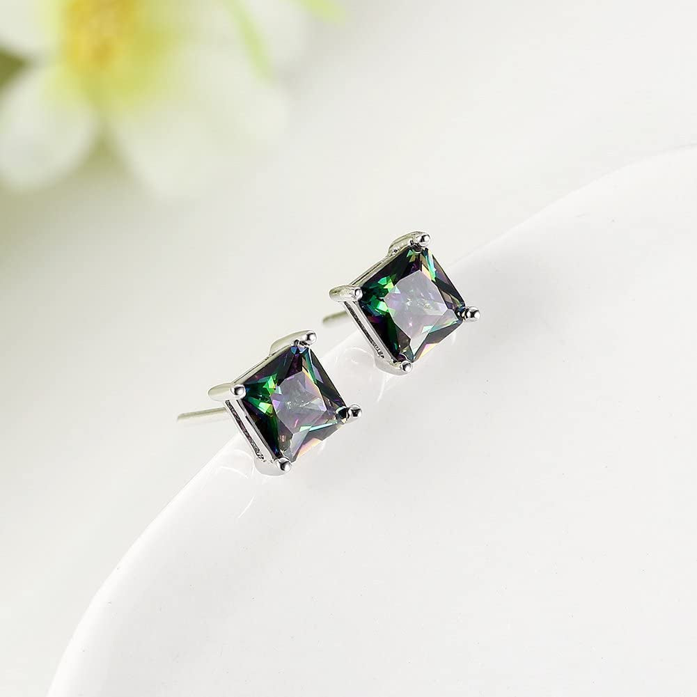 Buycitky 18K White Gold Plated Multicolor Black Cubic Zirconia Stud Earrings for Women Teen Girls Jewelry Apparel & Accessories > Jewelry > Earrings Buycitky
