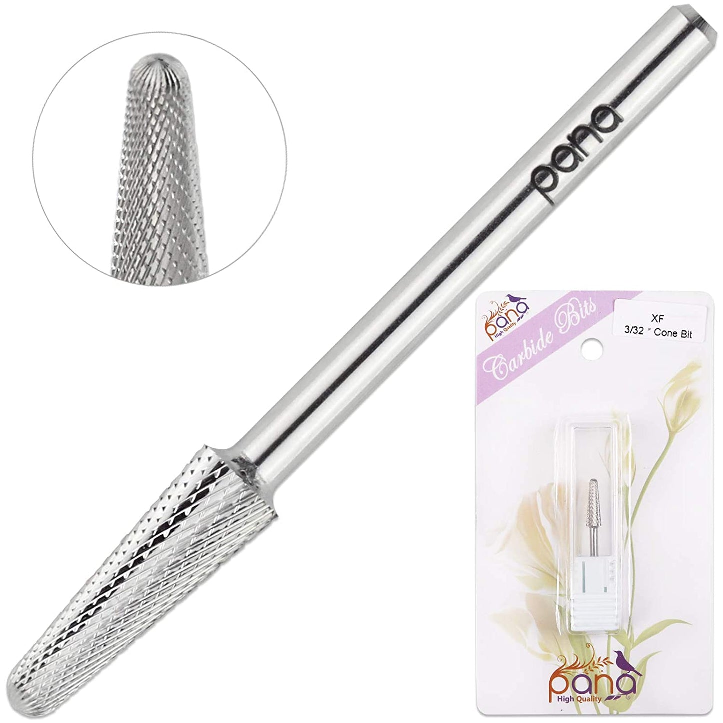 USA PANA Professional 3/32" Shank Size - Cone Shape Carbide Bit - Nail Drill Bit for Manicure Pedicure Tools Dremel Machine - Gold, Silver (Extra Fine, Silver) Health & Beauty > Personal Care > Cosmetics > Cosmetic Tools > Nail Tools PANA