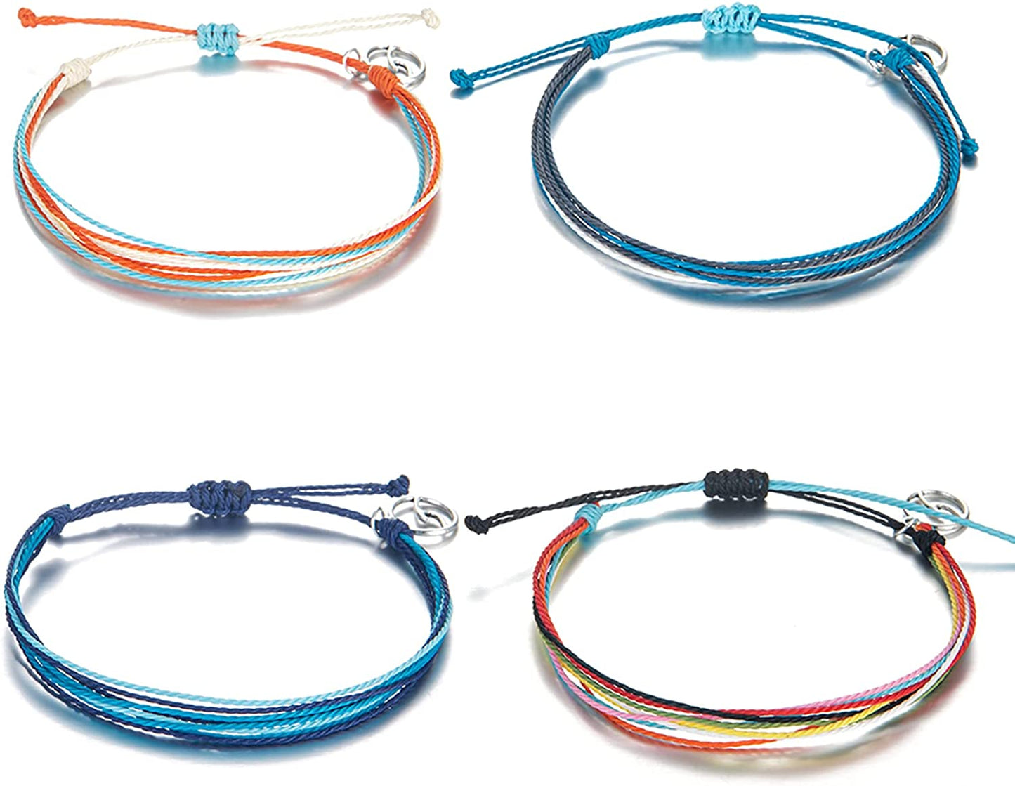 Softones VSCO String Wave Bracelets for Women Girls Handmade Colorful Waterproof Adjustable Braided Beach Bracelet Set for Women Apparel & Accessories > Jewelry > Bracelets Softones X:4Pcs Wave